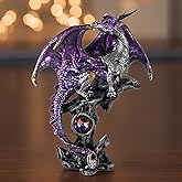 ICE ARMOR Hand Painted 6.25" H Purple Dragon Guarding Pearl Figurine Statue Sculpture Ornament Decoration Home/Room Decor Unique Gift Ideas Housewarming Holidays Birthdays Great Collectible Addition