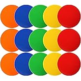 Okllen 15 Pack Poly Vinyl Spot Markers, 9 Inch Floor Dots Non-Slip Rubber Agility Dots, Flat Field Cones Circles for Training