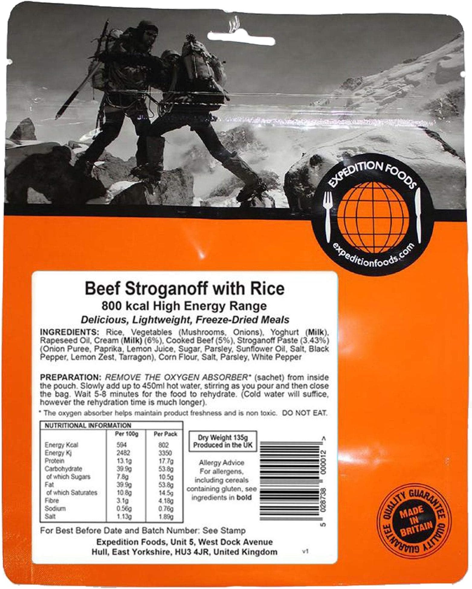 Expedition Foods Beef Stroganoff with Rice (800kcal)