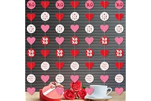 STZMAMIL 40 FT Valentines Garland Valentines Day Decorations - Red Pink White Valentines Day Decor Heart Hanging String Garland - Romantic Valentine's Home Decor Wedding Anniversary Birthday Party Supplies