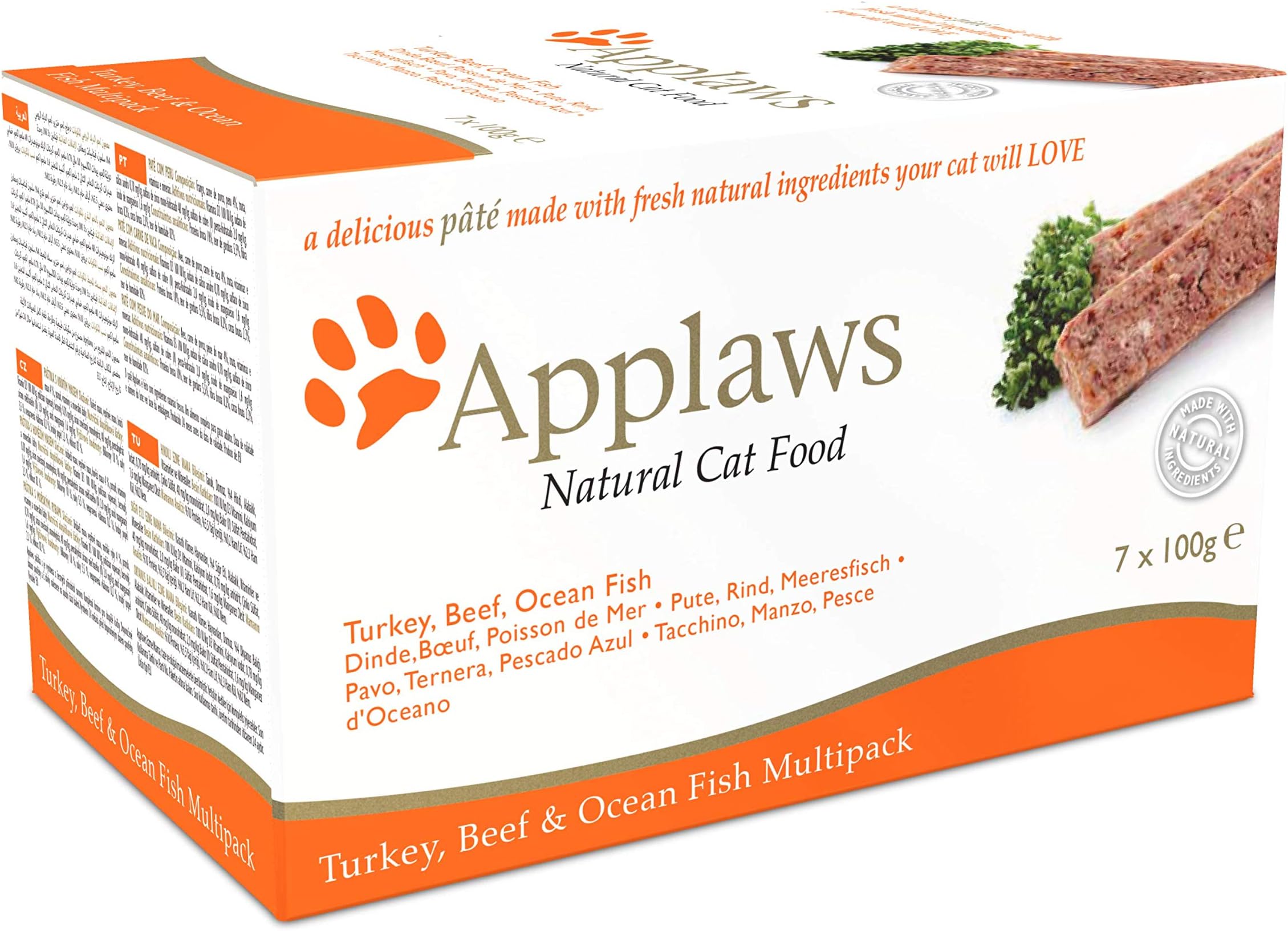 Applaws Cat Food Pate 100g Multipack - with Turkey, with Beef and with Ocean Fish