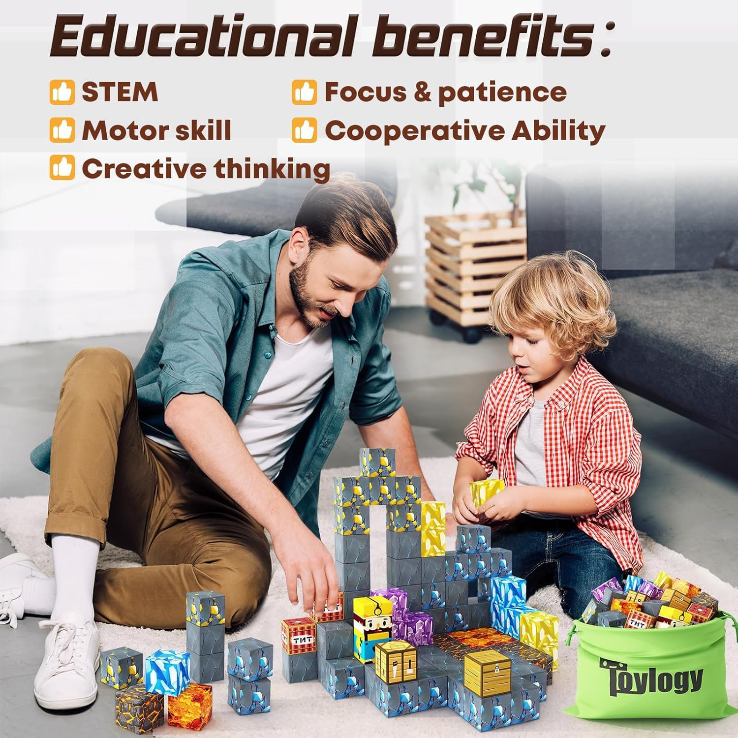 Magnetische Bausteine - Build Mine Magnete Welt Sword Edition, Magnet World Caverns Magnet Spielzeug für Jungen und Mädchen im Alter von 3-4 4-5 6-8 Jahren, Magworld Spielzeug ab 3 Jahre Geschenk 8