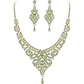 EVER FAITH Women's Austrian Crystal Art Deco Bridal Vase Flower Necklace Earrings Set