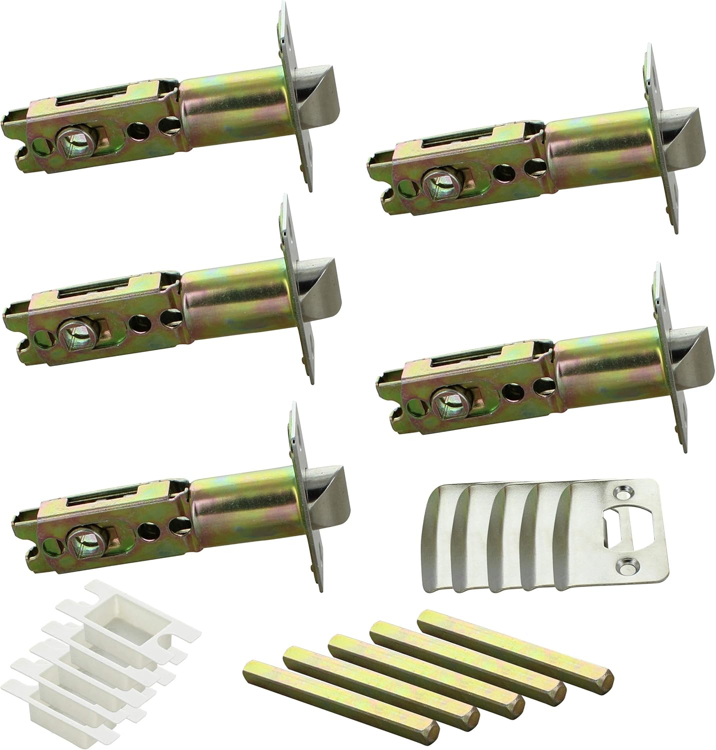 G Decor Pack of 5 x Adjustable Tubular Latch 60 to 70mm Mortice Door Latch, Polished