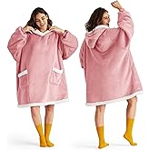 Bedsure Blanket Hoodie, Wearable Blanket Hoodie as Valentines Day Gifts for Women, Birthday Gifts for Mom Kids Teens Sherpa Sweatshirt, Mellow Rose, Standard