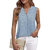 Timeson Women's Chiffon V Neck Sleeveless Blouse Tops Office Work Shirts