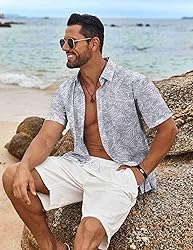 COOFANDY Men's Hawaiian Flower Shirt Summer Beach