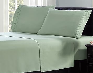 Livingston Home Threeline Juego de sábanas de Microfibra para Cama