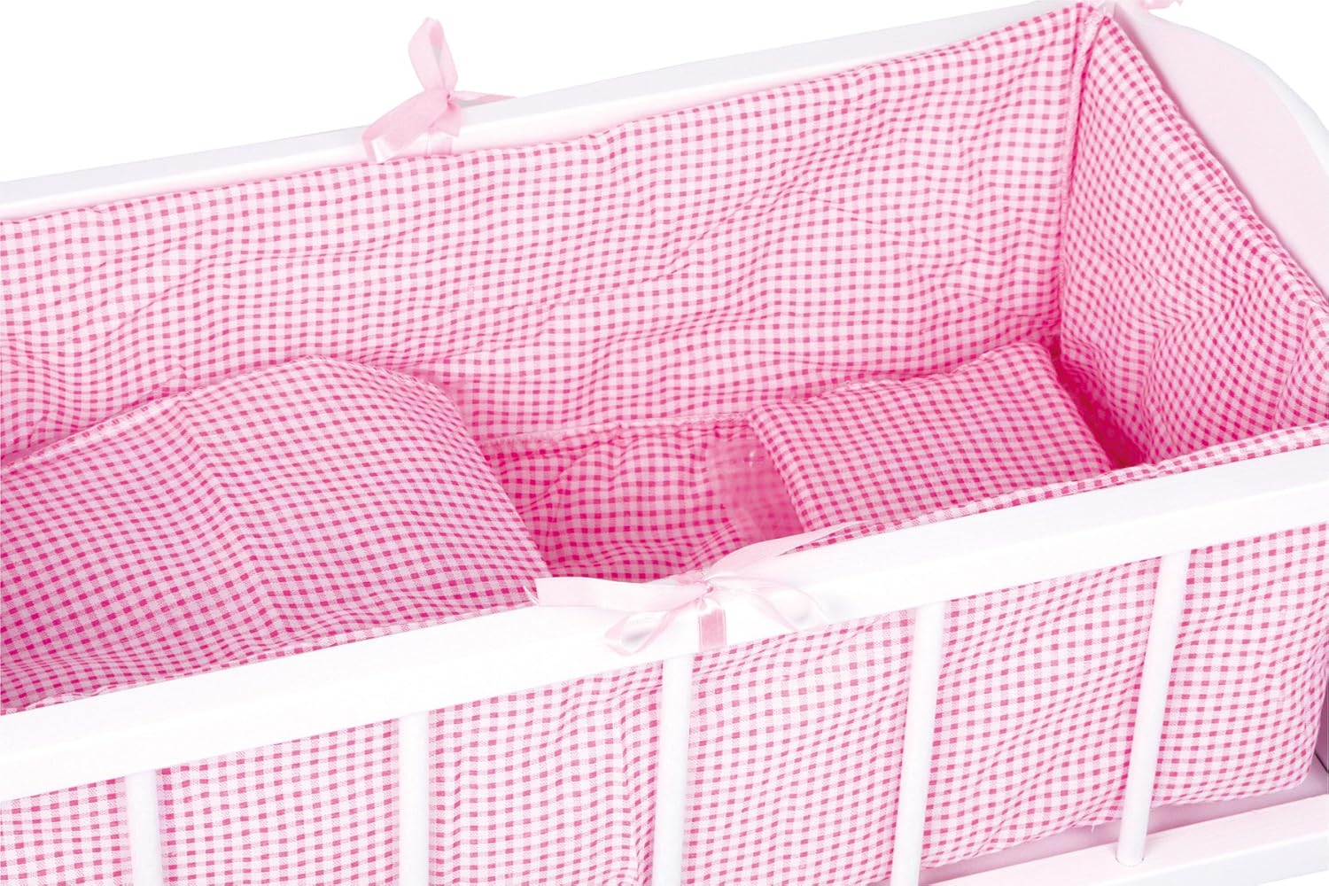 small foot 2875 Doll's bed with cupboard made of wood, Doll's bed made of white wood with pink border, from 3 years old - Image 4