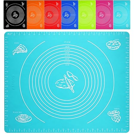 Belmalia XXL Teigmatte aus Silikon zum Backen 50x40cm für Pizza, Teig, Fondant in Blau