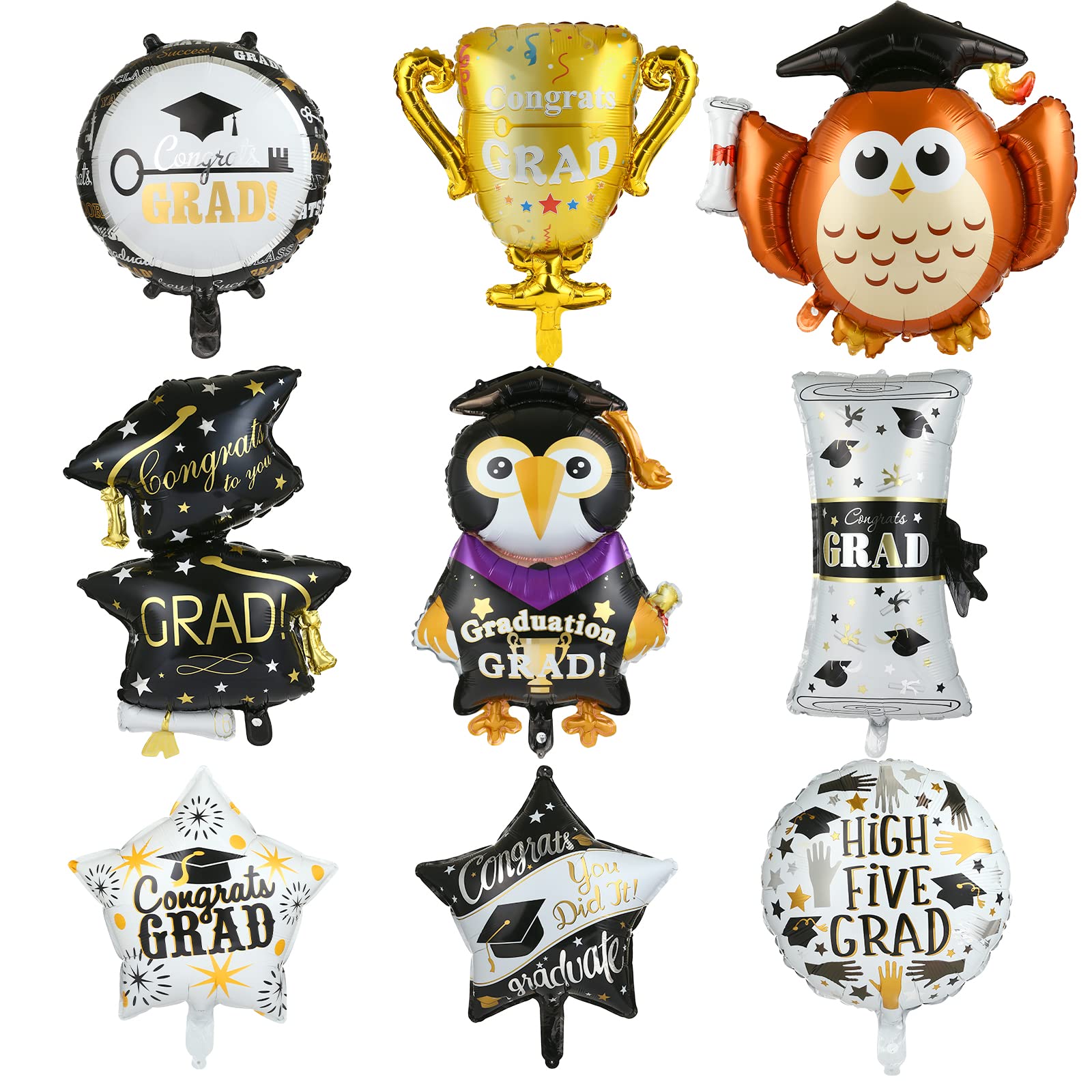Graduation Balloons Set Grad Party Decorations Penguin Balloon Star Shaped Balloon Graduation Balloons for Class of 2025