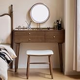 Wayshome Vanity Desk, Solid Rubberwood Dressing Table, Study Desk and Vanity Table for Bedroom, 18" D x 29" W x 32" H (NO Mirror and NO Stool, only Vanity Desk)