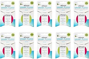 DrTung's Smart Floss - Natural Floss, PTFE & PFAS Free Floss, Gentle on Gums, Expands & Stretches, BPA Free - Cardamom Flavor, Colors Vary (10 Pack)