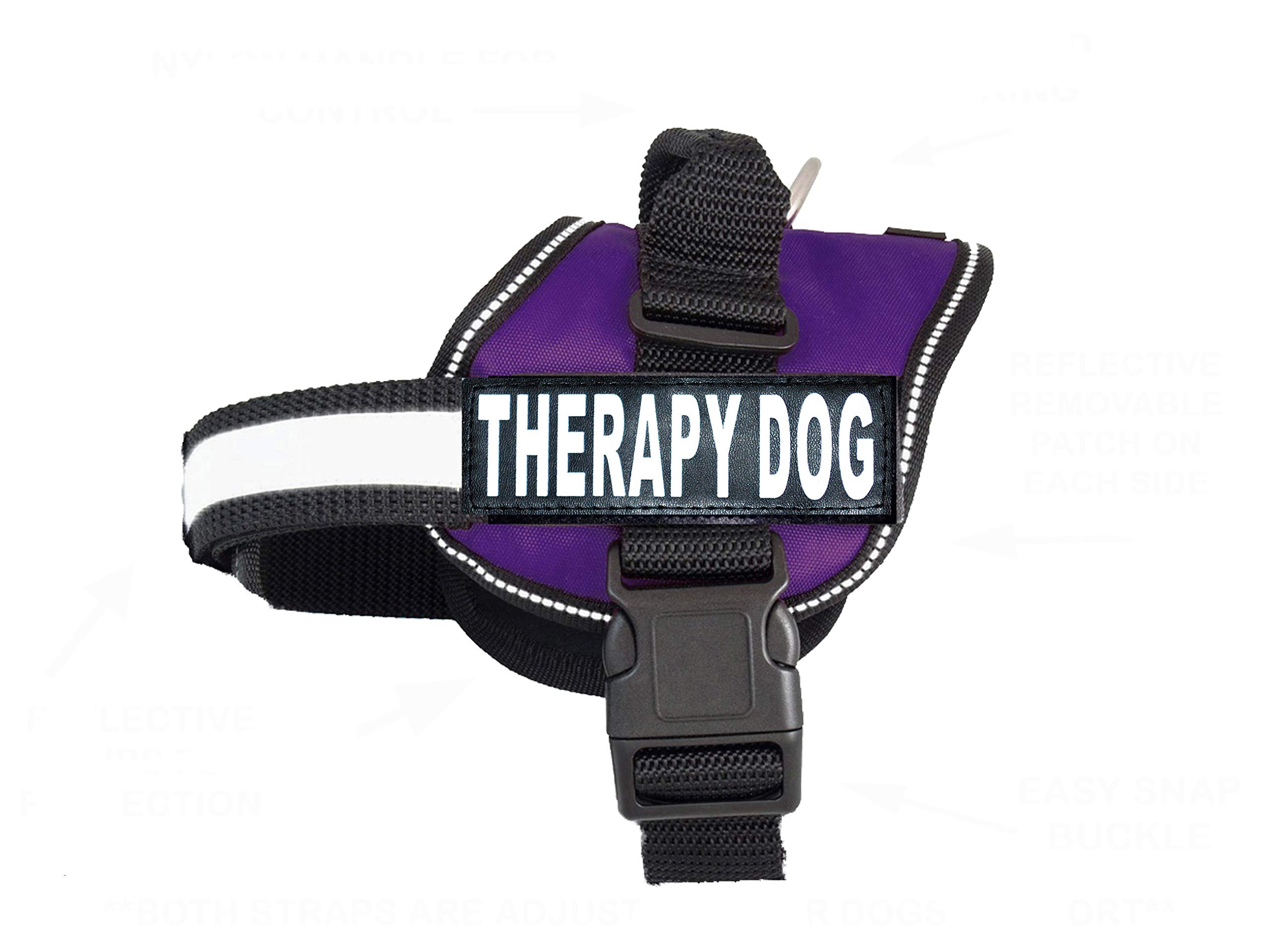 Therapy Dog Harness Service Working Vest Jacket,Purchase Comes with 2 Therapy Dog Reflective Removable Patches. Please Measure Dog Before Ordering. (Girth 12-16", Purple)