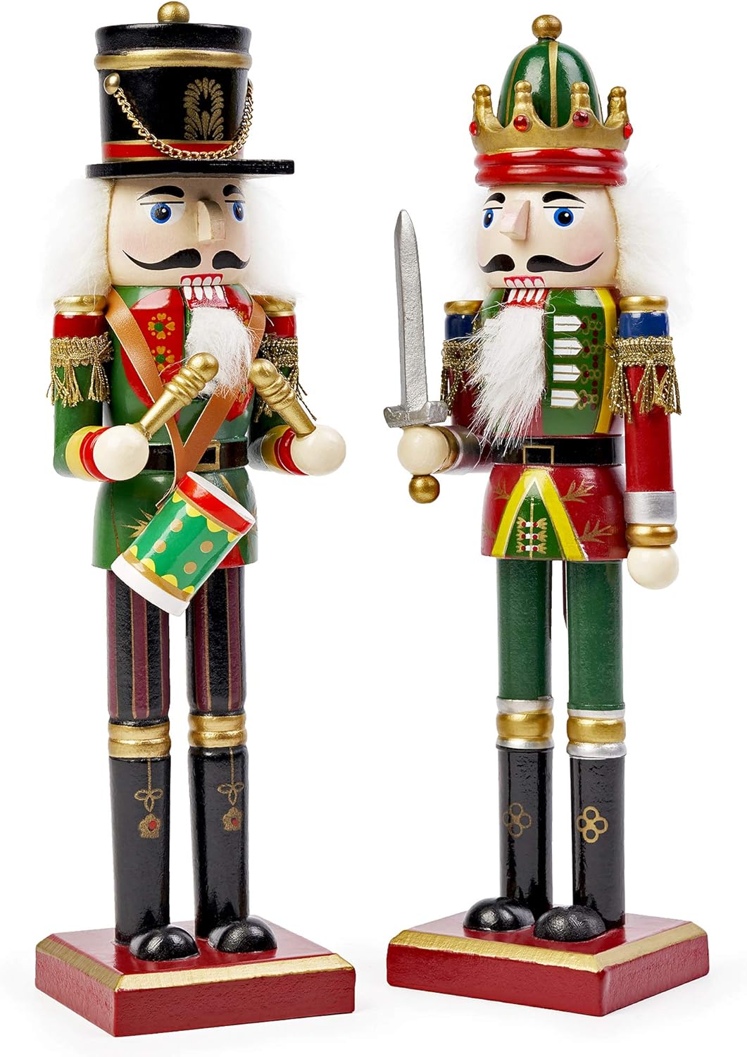 2 Pack Christmas Wooden Nutcracker Xmas Nut Cracker Traditional Festive