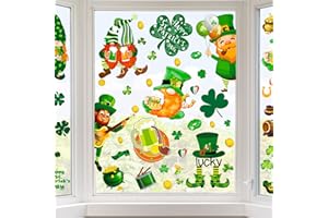 JAZXYBEY 122 Pack St Patricks Day Window Clings - St Patricks Day Wall Stickers Shamrock Stickers Door Sticker for St Patricks Day Party Favors Party Parade