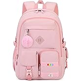 BLUWEI Girls Laptop Backpack Corduroy Bookbag For Teen Big Studen School Bag Durable Travel Daypack (3pink)