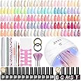 COSCELIA 52pcs Gel Nail Polish Kit with U V light Starter Kit 35 Colors Gel Polish Set Cream Color Collection 5PC Top Base Coat Glossy Matte Glitter Effect Nail Art Manicure Kits DIY Gifts for Women