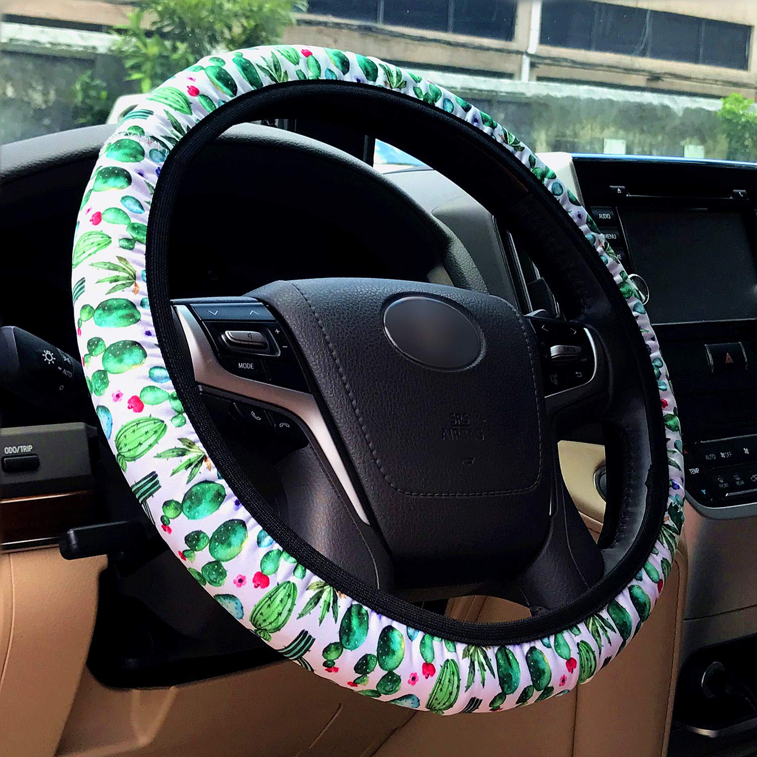 Labbyway Cactus Pattern Steering Wheel Cover for 15inch Car Steering
