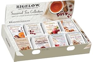 Bigelow Tea Seasonal Tea Collection, Caffeine Tea Variety Pack Gift Sampler, Holiday Tea Gift Set, 64 Count Box (Pack of 1), 64 Tea Bags Total