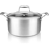 5 QT Stainless Steel Stew Pot - Triply Kitchenware Stew Pot with Glass Lid - DAKIN Etching Non-Stick Coating, Scratch-resista