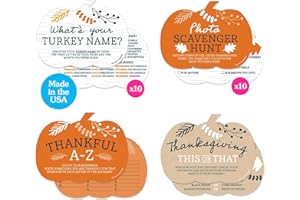 Big Dot of Happiness Happy Thanksgiving Games, Fun for Kids and Families, 4 Fall Harvest Party Games, 10 Cards Each, Gamerific Bundle