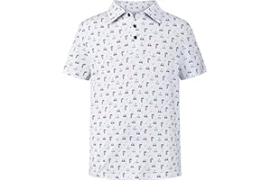 AlisOker Boys Polo Shirt Kids Short Sleeve Dry Fit Performance Print Golf Shirts Cuaual Active for Boy 8-16Y