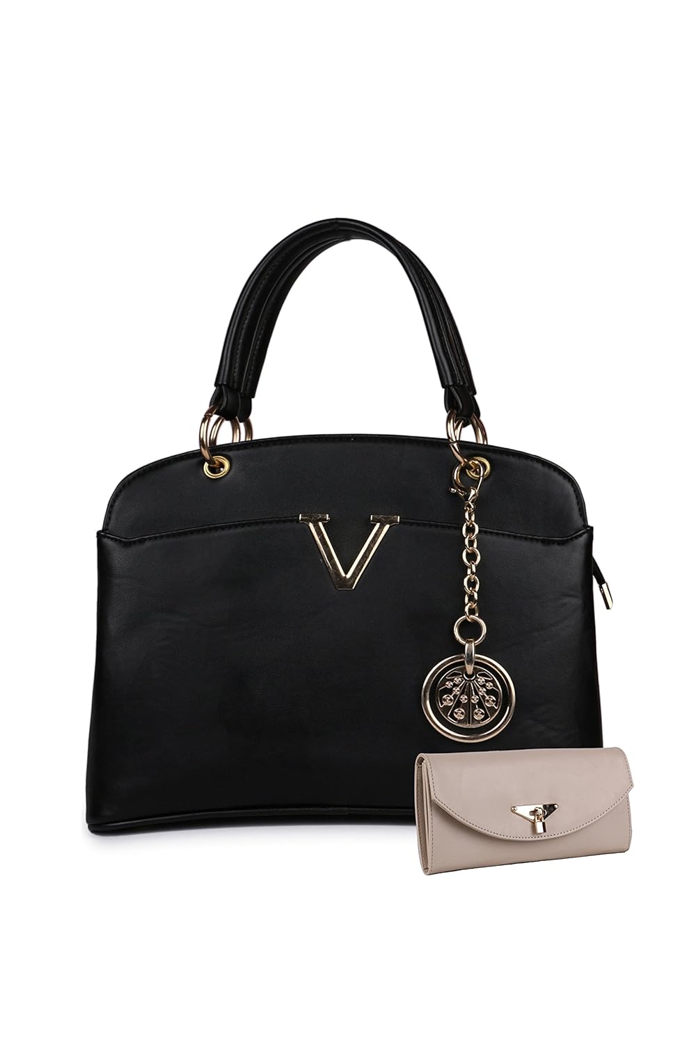 women marks women's handbag and wallet (black, combo of 2)