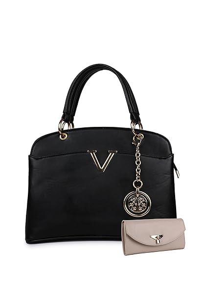 Women Marks Womens Handbag and Wallet (Black, Combo of 2)