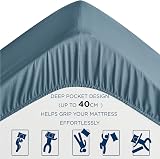 Bedsure Double Fitted Sheet Deep Pocket 16in 40cm Grey-Blue 135x190cm view 5