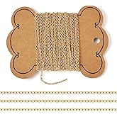 Craftdady 16.4 Feet 14K Gold Filled Brass Cable Chain for Jewelry Making Thin Link Necklace Chains Permanent Jewelry Chain Soldered Gold Oval Jewelry Making Chain for Choker Necklaces Jewelry Making
