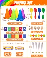 Eocolz 49PCS Carnival Game Set LED Cones Ring Toss Bean Bags Kids Outdoor view 3