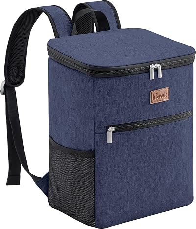 Lifewit 21L Soft Cooler Backpack with Hard Liner Dark Blue 30 Cans