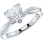 THELANDA Sterling Silver 4-Prong Petite Twisted Vine 1CT Heart-shaped Genuine Moissanite Engagement Ring Promise Bridal Ring