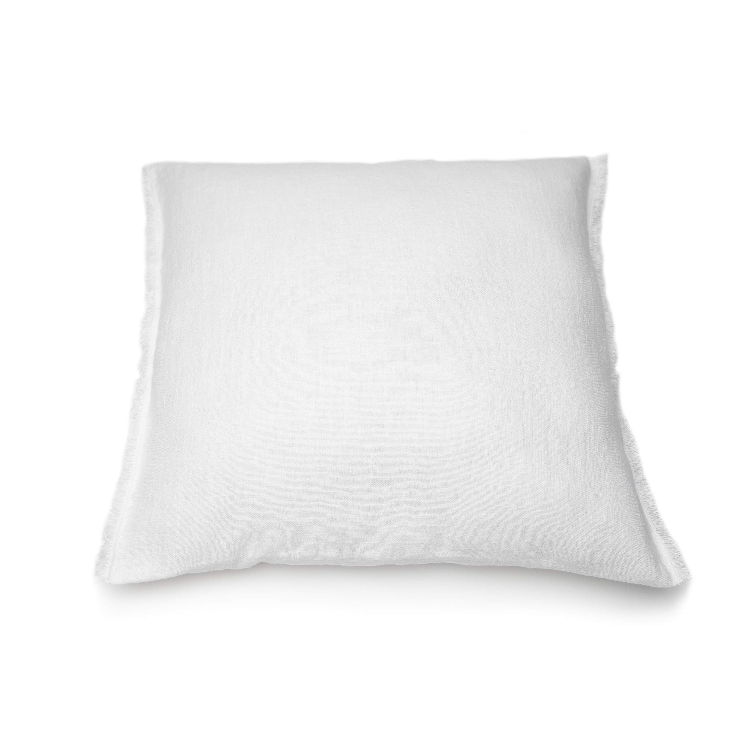LinenMe Linen Cushion Cover Optical White Terra Fringe