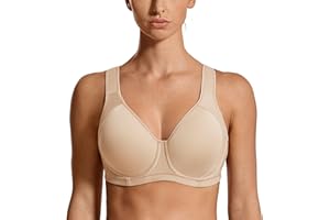 SYROKAN High Impact Sports Bras for Women Support Underwire Cross Back Large Bust Cool Comfort Molded Cup