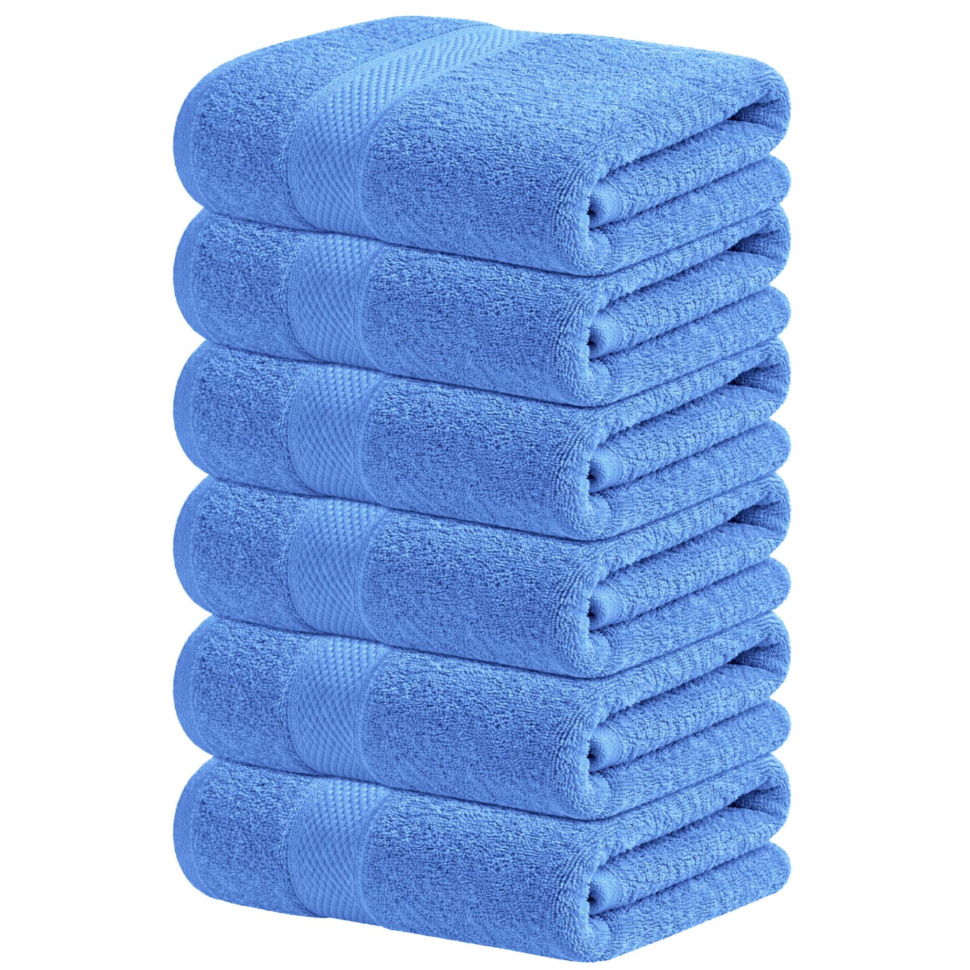 Infinitee Xclusives Premium Hand Towels 6-Pack (40 x 72 cm) – 100% Cotton, Super Absorbent, Quick-Dry Towels for Bathroom, Hotel, Salon & Gym Use |Eloquent Blue|