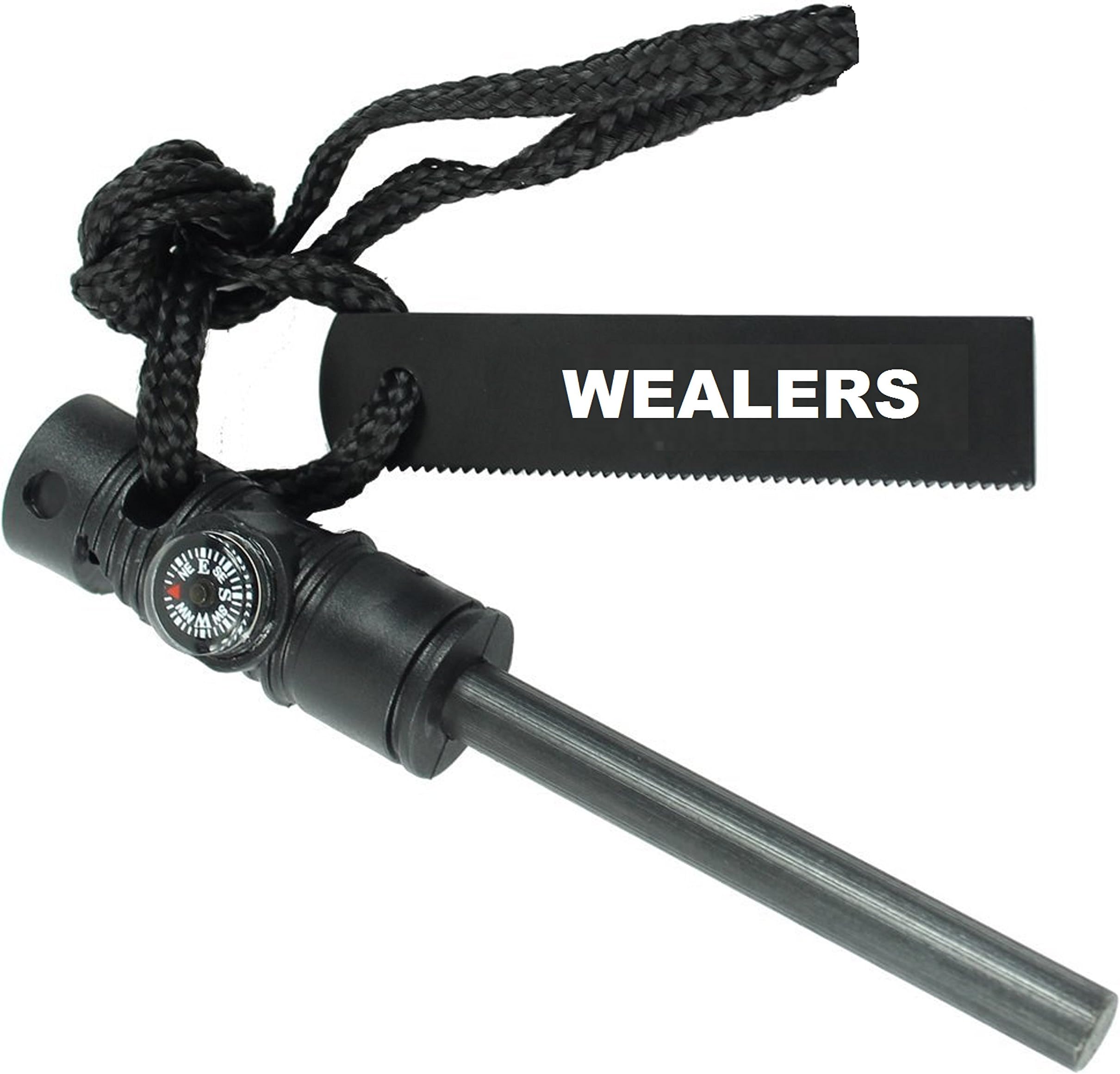 Wealers Fire Starter Emergency Magnesium Fire Starter - Survival Tool with Compass and Whistle
