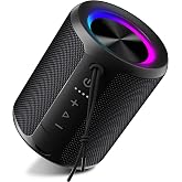 DUDGSIS Portable Bluetooth Speaker, IPX7 Waterproof Wireless Speaker with 20W Loud Stereo Sound, 15H Playtime &amp; Beat-Synced RGB Light, Small Outdoor Speaker for Shower, Pool, Beach, Hiking and Gifts