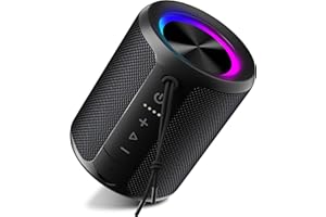 DUDGSIS Portable Bluetooth Speaker, IPX7 Waterproof Wireless Speaker with 20W Loud Stereo Sound, 15H Playtime & Beat-Synced RGB Light, Small Outdoor Speaker for Shower, Pool, Beach, Hiking and Gifts
