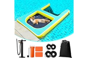 Duckygoo 2 in 1 Dog Water Ramp & Pool Float, Inflatable Dog Boat Ramp & Floating Dock 47"x63" for Small to Medium Dogs,Non-Sl