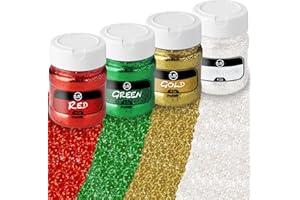 ULTIMATE STATIONERY Glitter Bulk Set, Fine Christmas Glitter for Crafts, Resin and Scrapbooking 3 Pack – 4 OZ EA Christmas Confetti Pack for Décor and Crafts, Red, Green, Clear, Gold