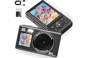 Yatao Digital Camera, 5K 80MP Vlogging Camera for Photography with Auto Focus, Dual Screen for Selfies, 18X Zoom, WiFi Sharin