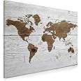 Navaris Magnetic Dry Erase Board - 24 x 36 inches Decorative White Board for Wall with Printed Design, Includes 5 Magnets and Marker - World Map
