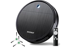 EICOBOT Robot Vacuum Cleaner, 2300Pa Strong Suction Power, Tangle-Free, Slim, Quiet, 120 Mins Runtime, Auto Self-Charging Robotic Vacuum Cleaner Ideal for Low Carpet, Pet Hair, Hard Floors, GreyBlack