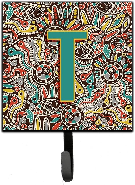 Amazon Caroline S Treasures Cj13 Tsh4文字tレトロトライバルアルファベット初期リーシュまたはキーホルダー スモール マルチカラー フック オンライン通販