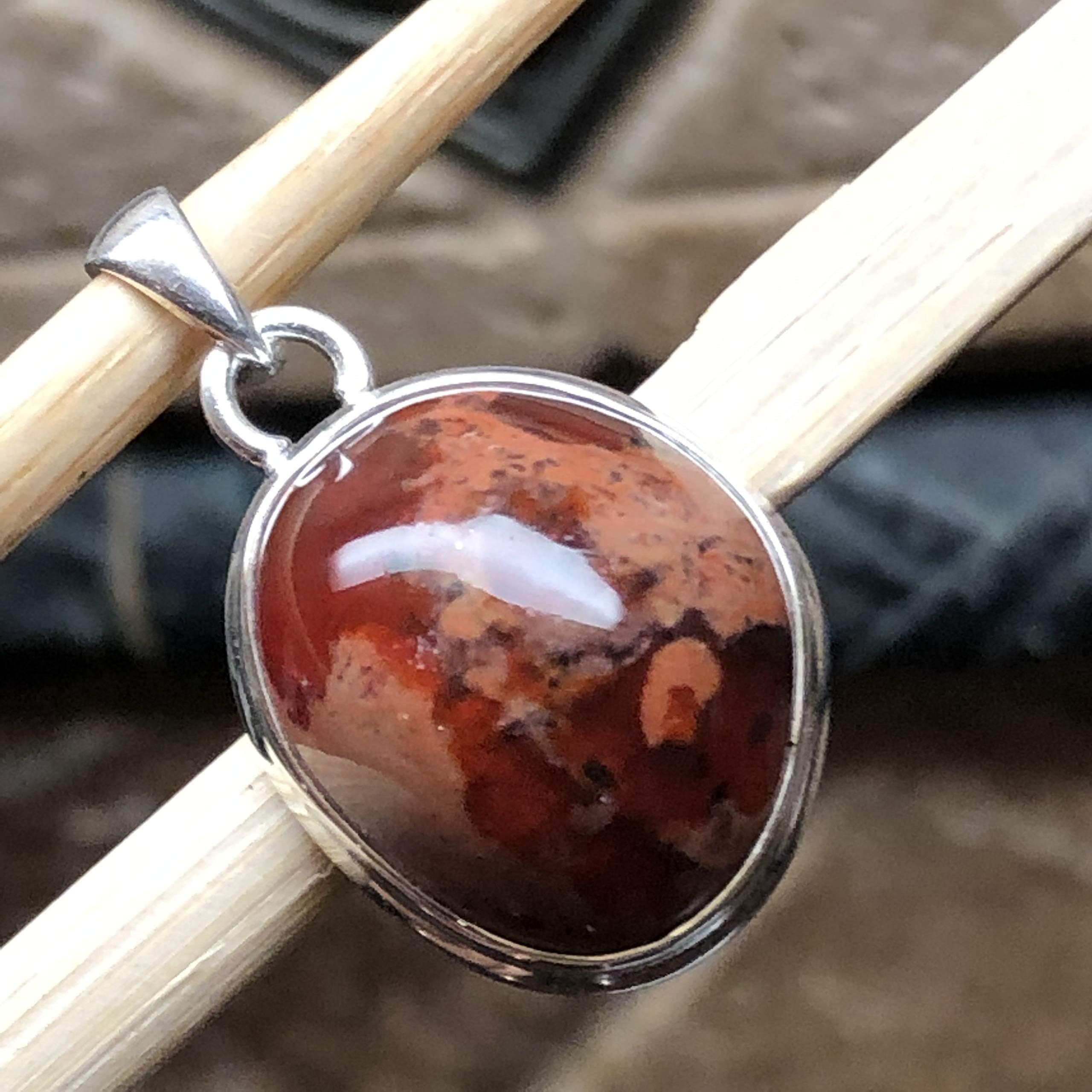 Natural Mexican Fire Opal 925 Solid Sterling Silver Pendant 27mm
