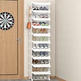 HOMIDEC 10-Tier Shoe Rack Tall Narrow Door Dustproof Storage Cabinet view 1