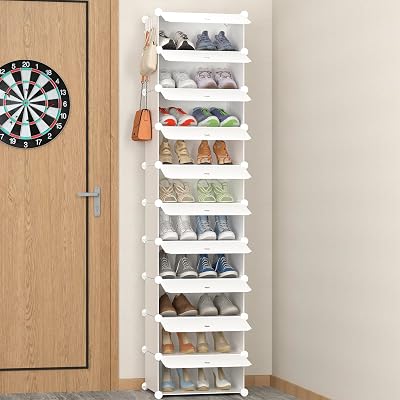 HOMIDEC 10-Tier Shoe Rack Tall Narrow Door Dustproof Storage Cabinet