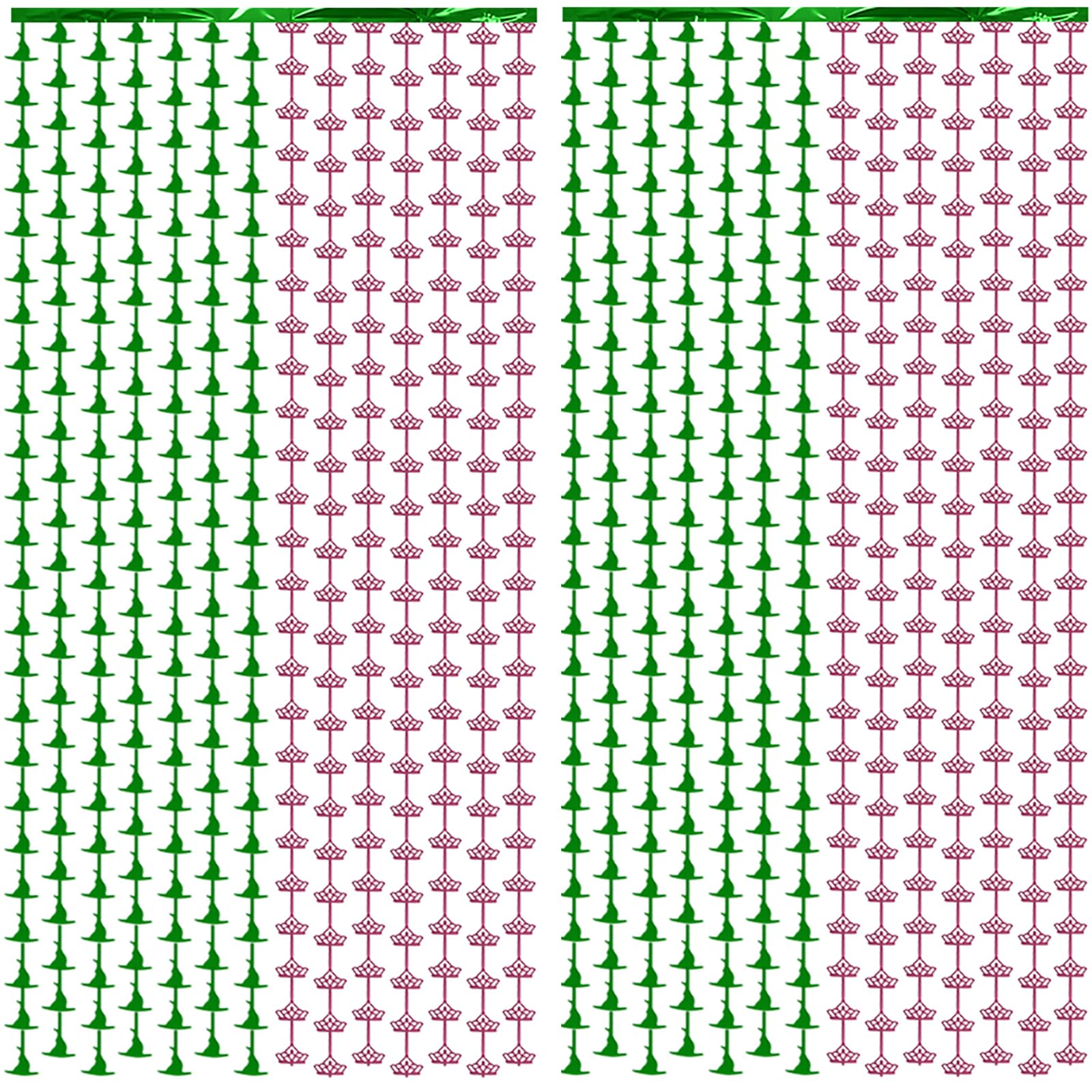 Photo 1 of 2 Pack Wicked Backdrop - 3.3 X 6.6 Ft Pink and Green Foil Fringe Curtains, Wicked Themed Party Decorations, Photo Booth Props, Witch Hat Tinsel Backdrop, Door Fringe, Wicked Birthday Party Supplies